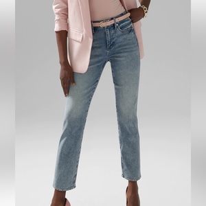 White House Black Market Straight Crop Acid Wash Curvy High Rise Jeans